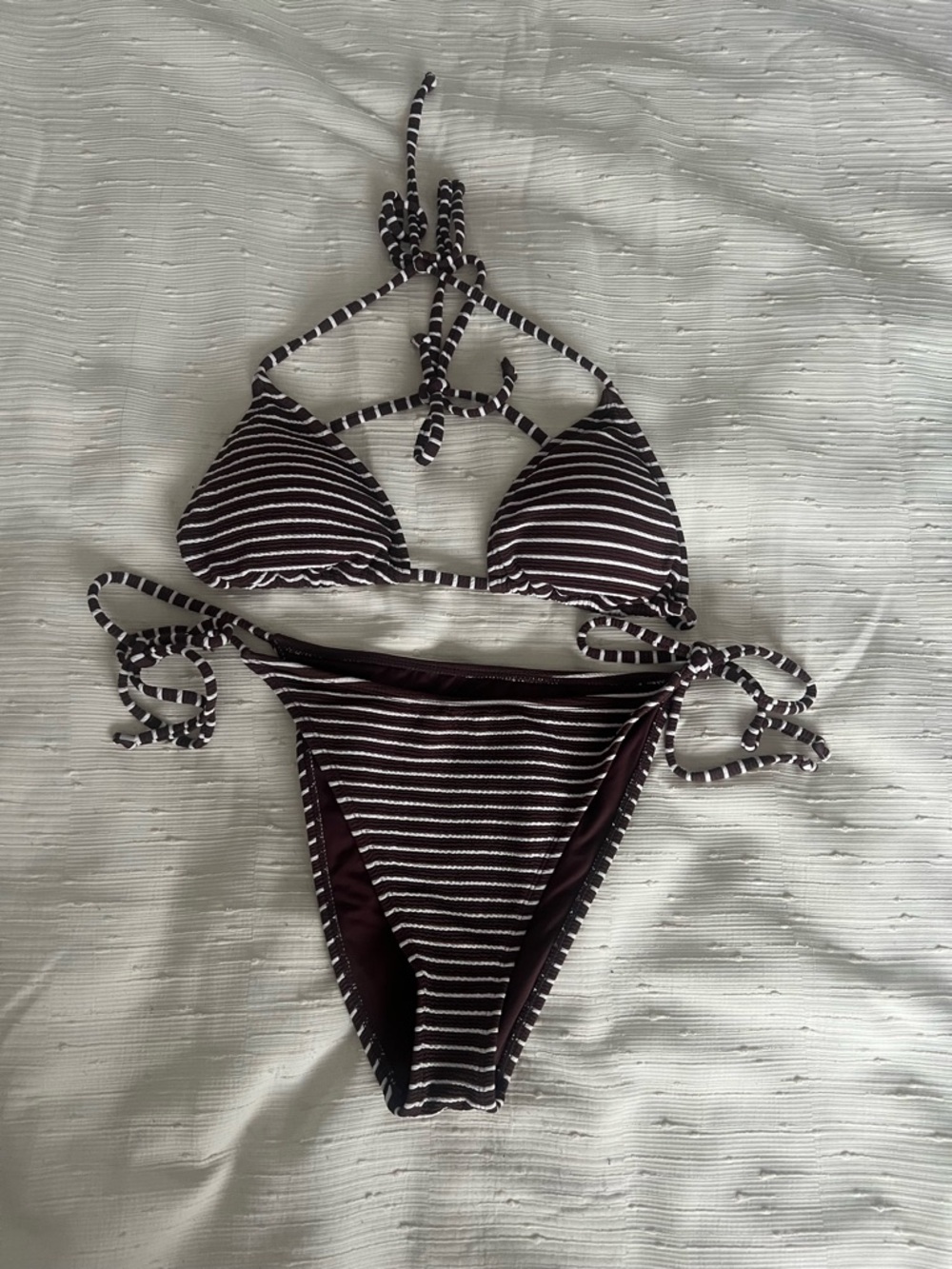 Matching striped bikini set
